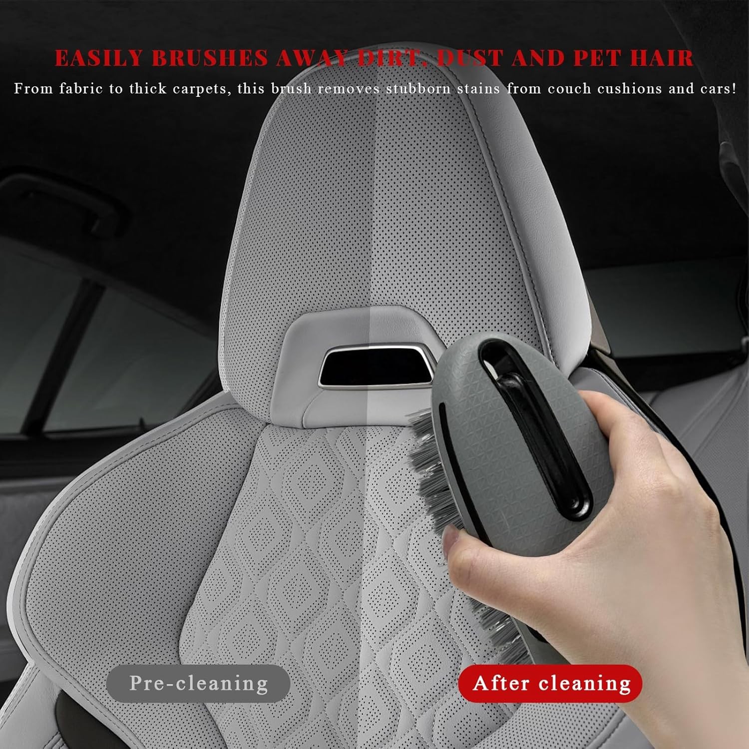 Carpet and Upholstery Cleaning Brush, Stiff Bristle Detailing Scrubber for Car I