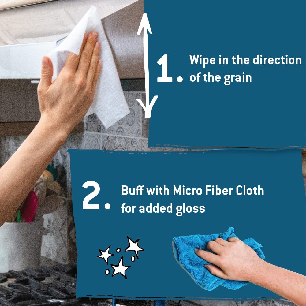 Heavy Duty Stainless Steel Cleaner , 40 Count, 2 Pack, with 12” x 12: Micro F…