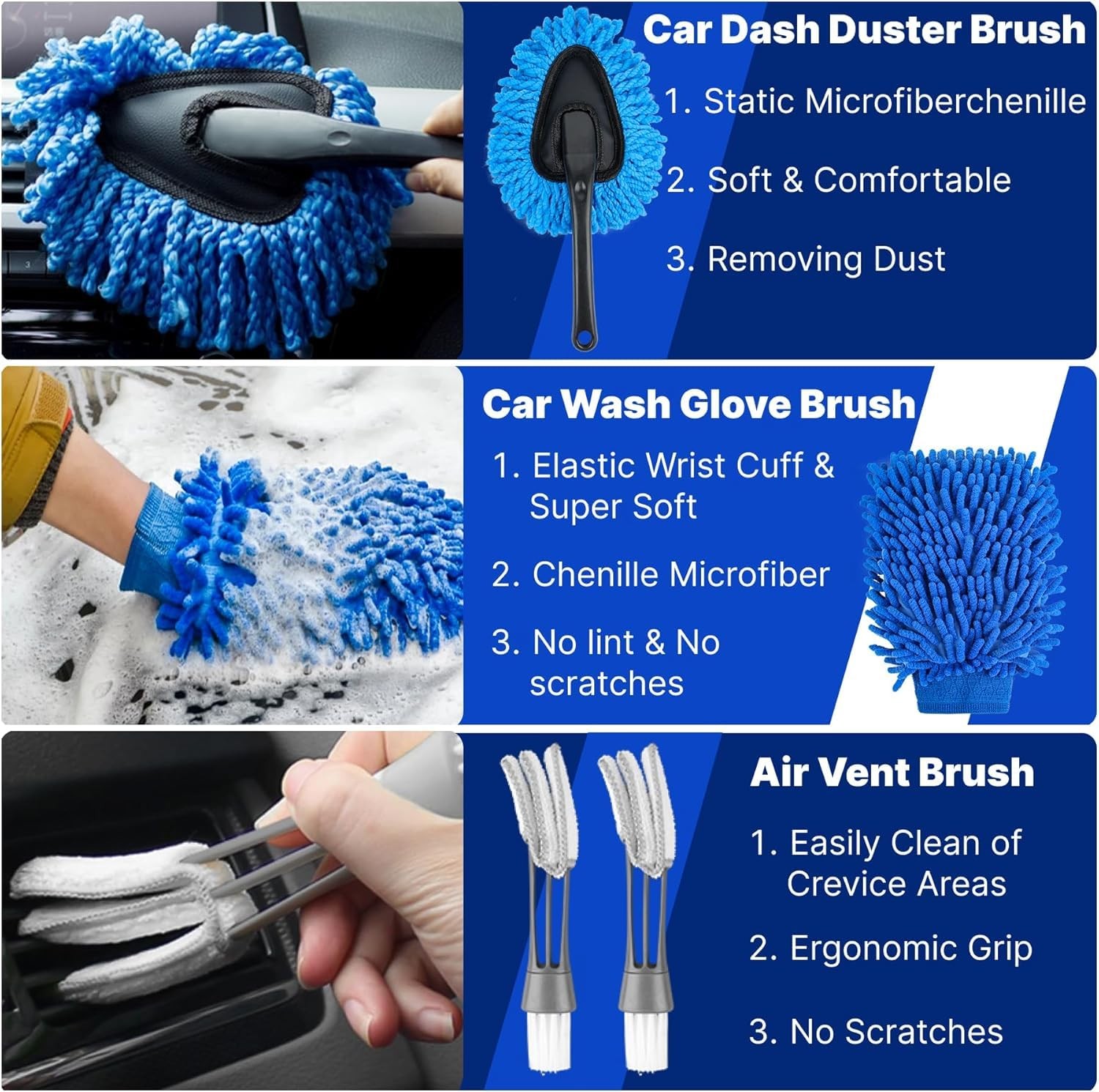 30 PCS Car Detailing Kit – Car Cleaning Wash Brush Set, Auto Interior Detaili…