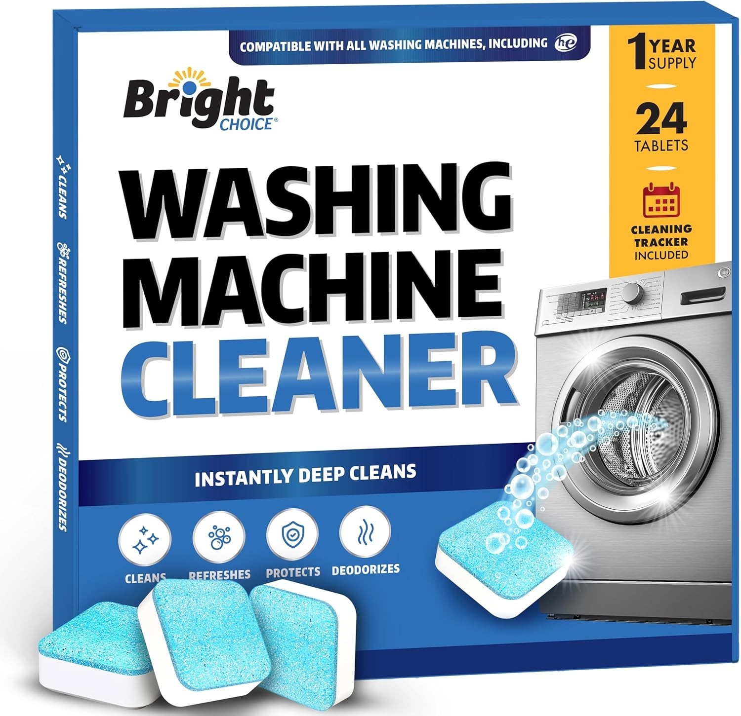 Bastion Washing Machine Cleaner, Deodorizer, & Descaler – 24 pack