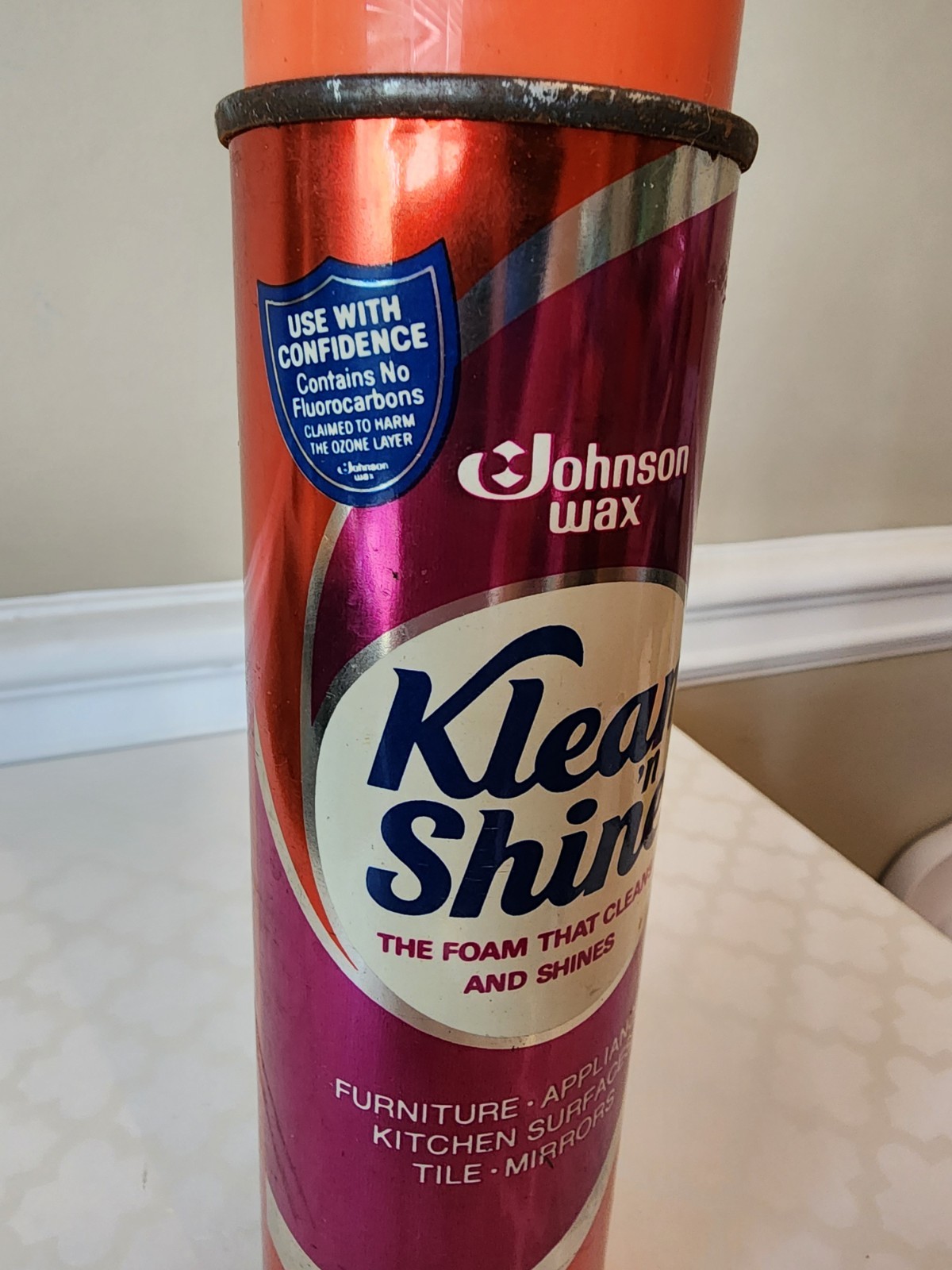 Vtg Johnson Wax Klean ‘n Shine Used Foam All Purpose Cleaner 10oz Spray Can