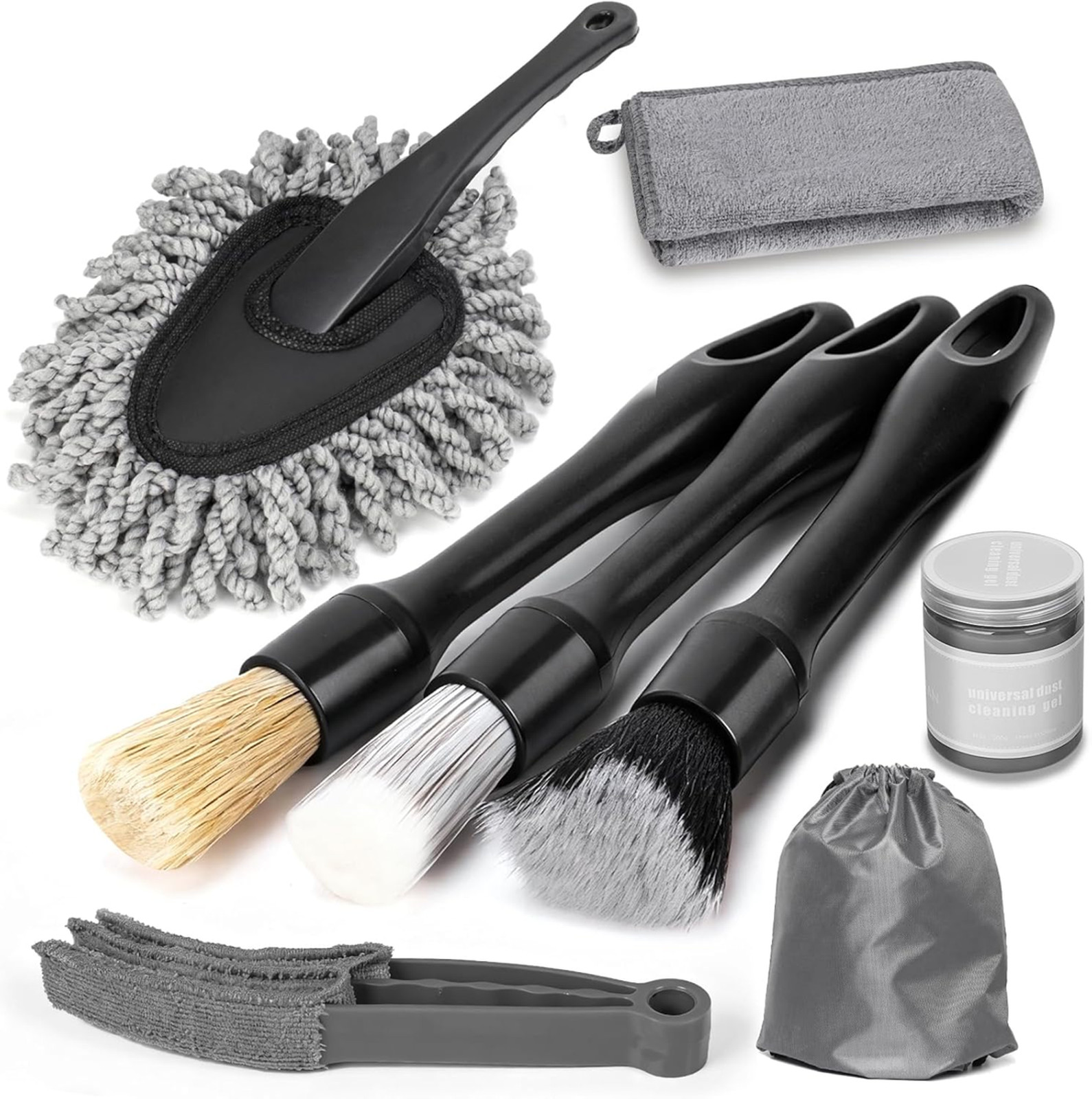 Car Interior Detailing Kit 8 Pieces with Cleaning Gel Microfiber Towel Air Vent