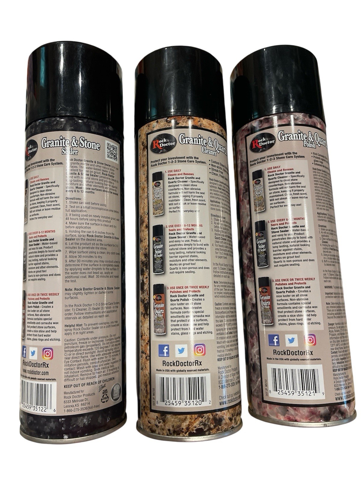 Rock Doctor Granite & Quartz Care Kit 3 Piece Countertop Stone Care Combo 21 Oz