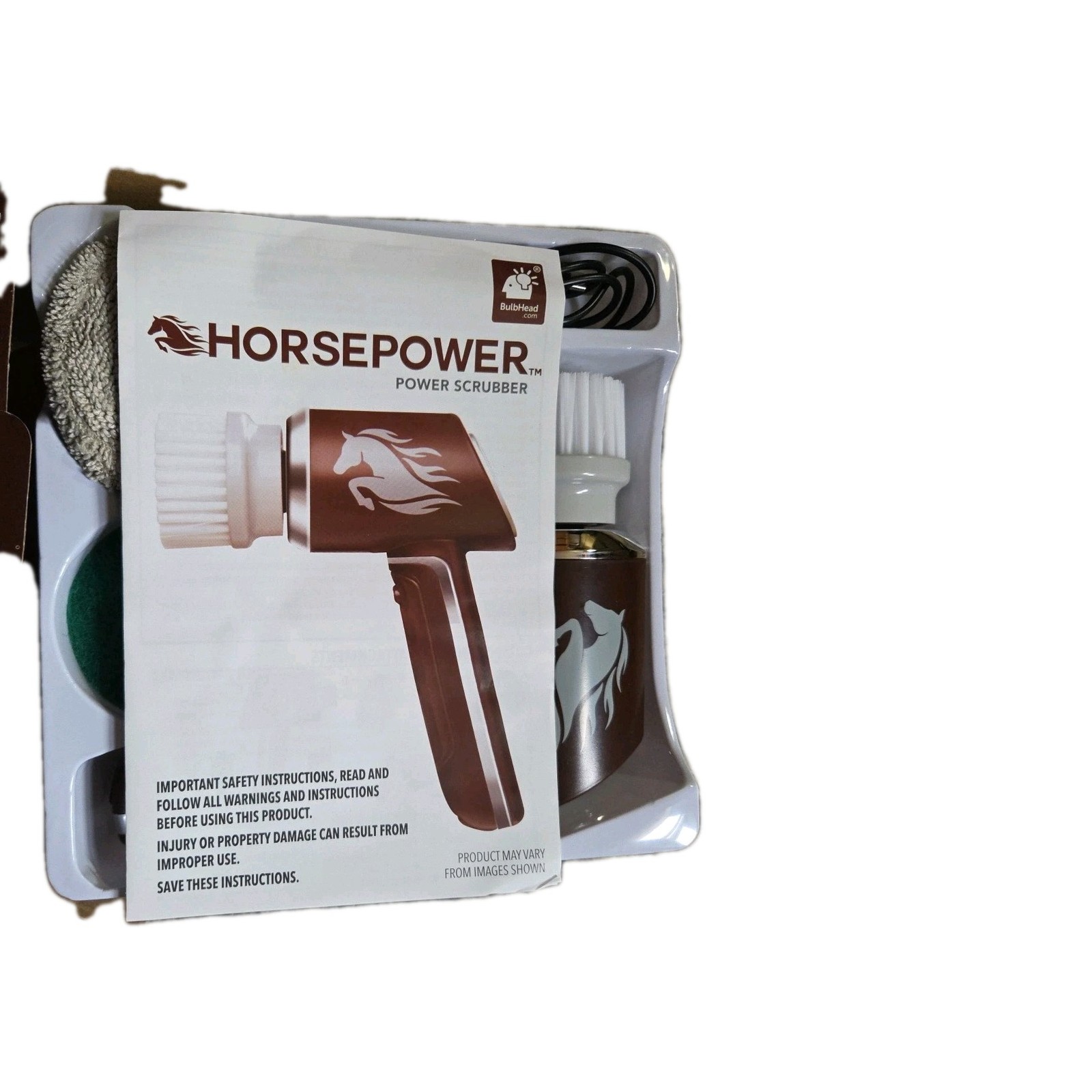 Ruby Horsepower Cordless Rechargeable Power Scrubber 5 Brush Heads Ships Free -s