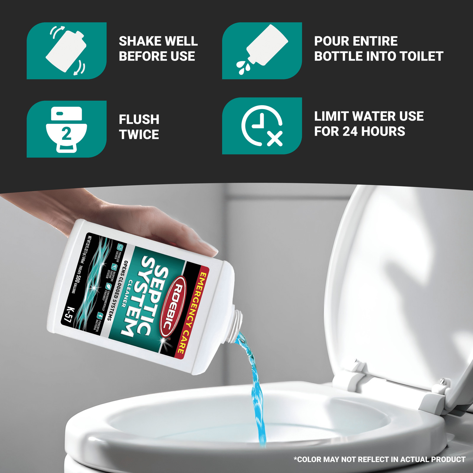 K-57 Septic System Drain Cleaner Liquid Septic Tank Pipe Clog Remover W/