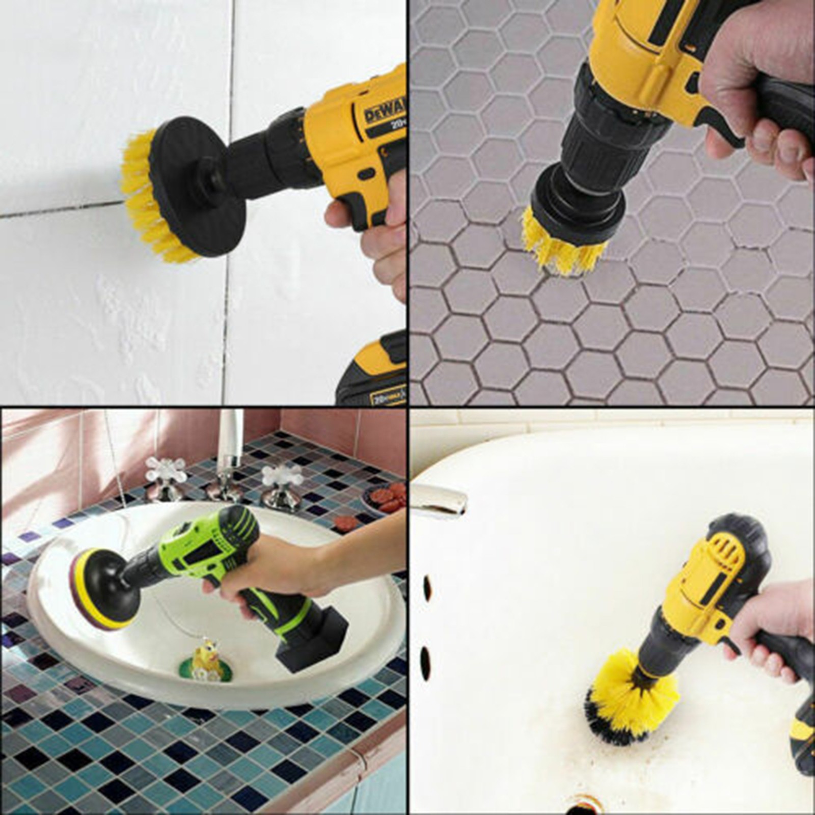 6Pcs Power Scrubber Cleaning Kit Drill Brush Set For Bathroom Tile Grout V1