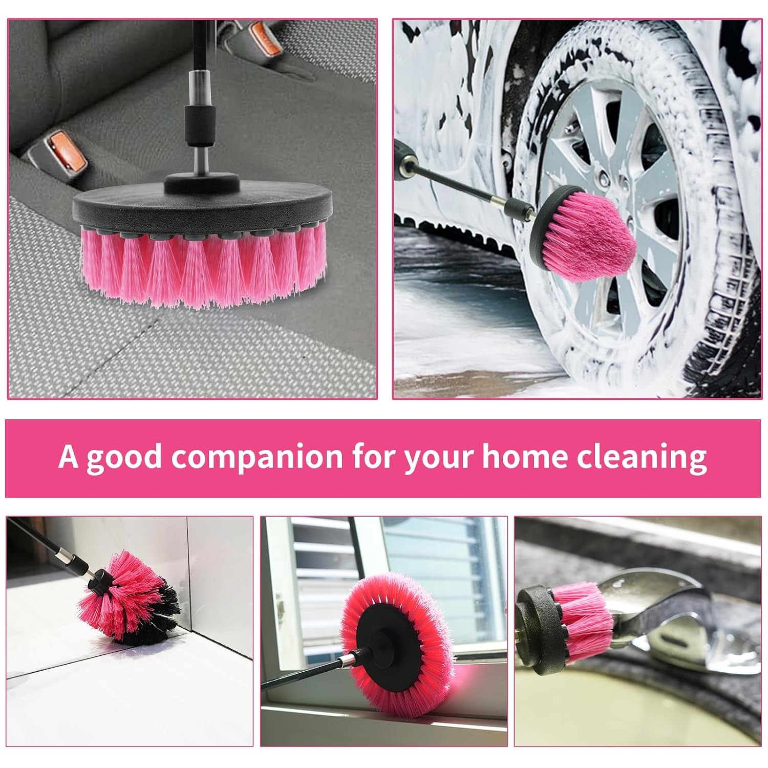 8 Pcs Drill Brush Attachment Set, Power Cleaning Scrub Brush Kit with Extend Lon