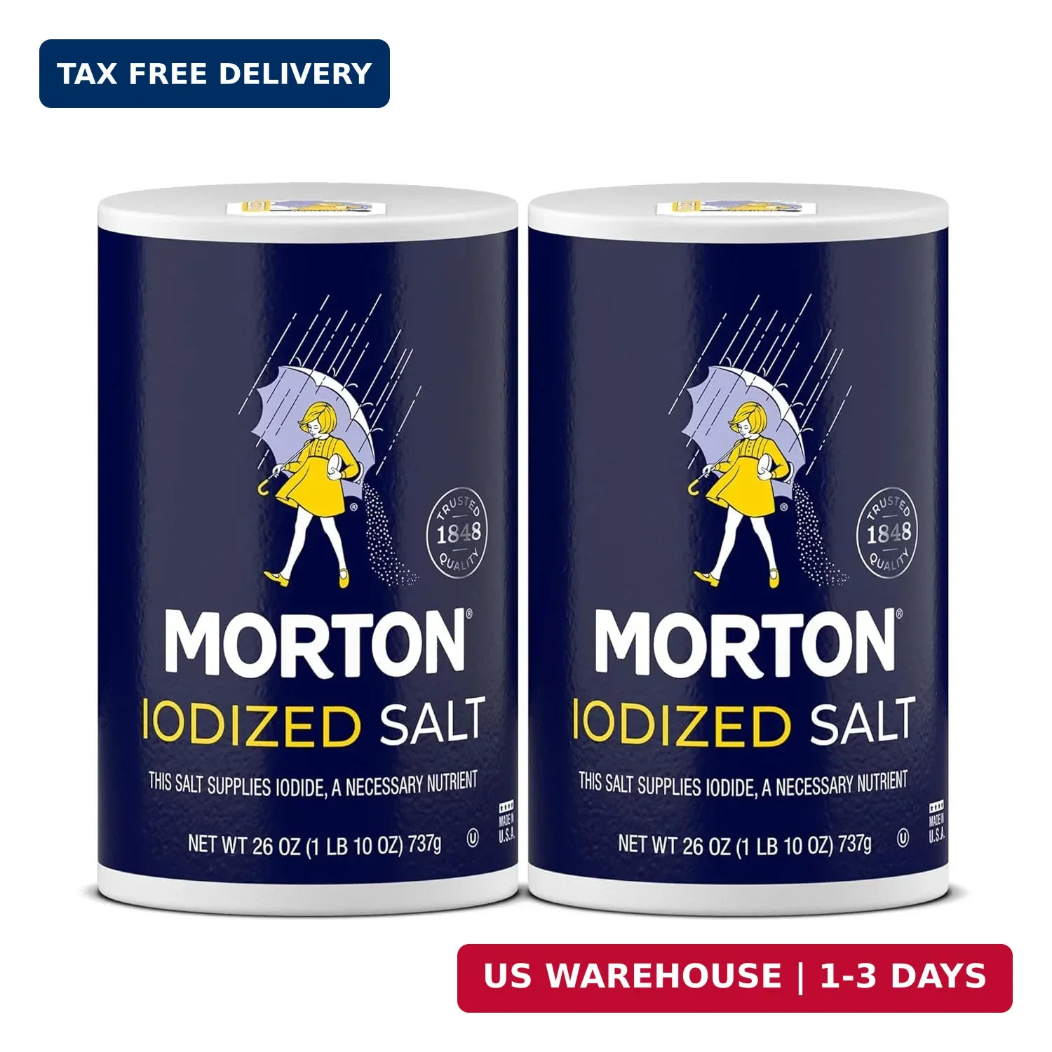 Morton Iodized Salt, All-Purpose, (26 oz), 2-Pack – All-Purpose, Perfect for Coo