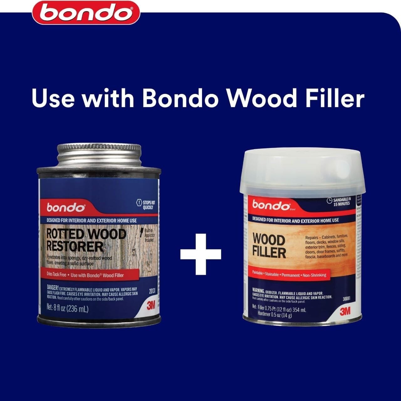 8 oz Bondo Rotted Wood Restorer – Quick Drying, Stainable & Paintable Formula