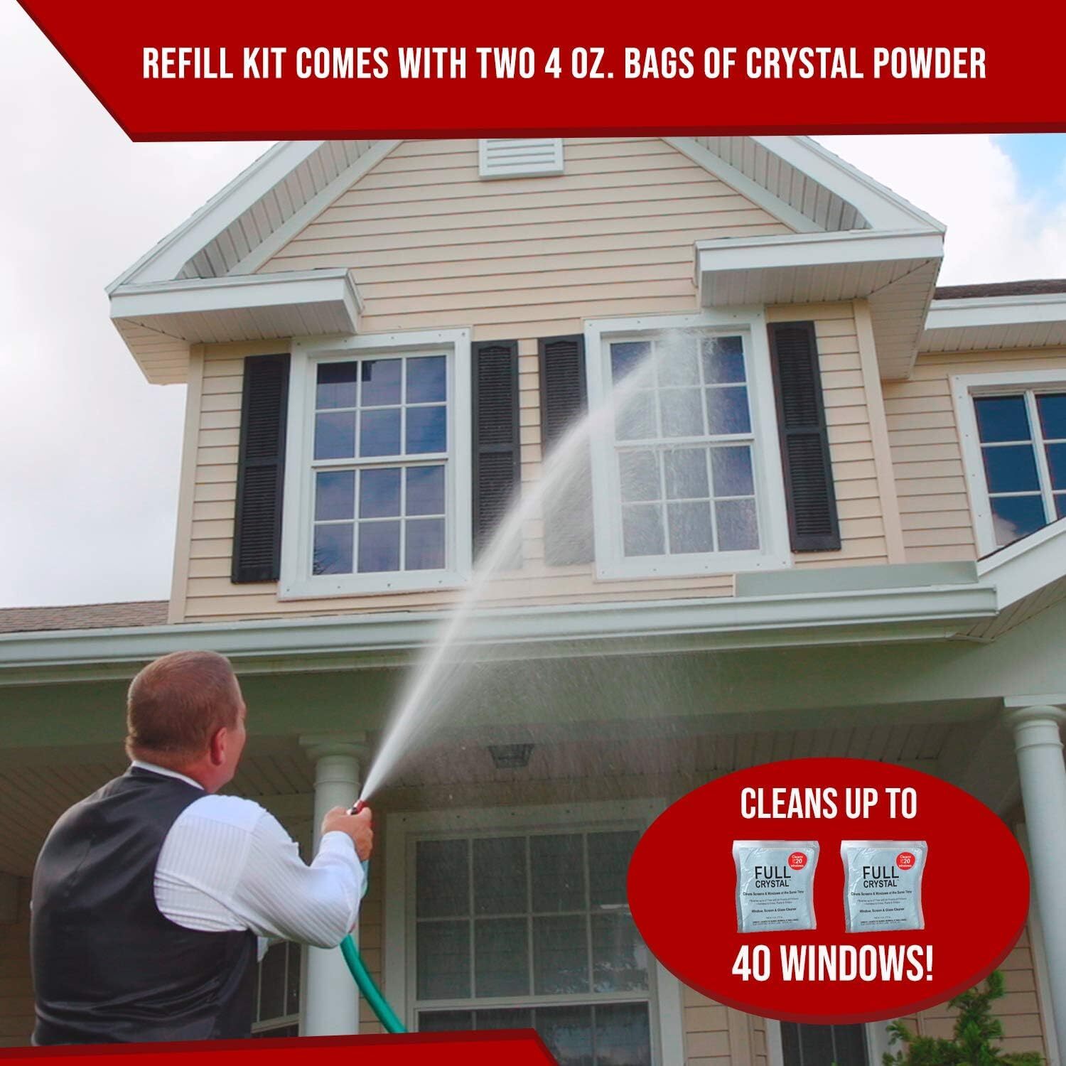 Full Crystal Refill Kit Two 4 Oz. Crystal Powder Exterior Window Cleaner Packets