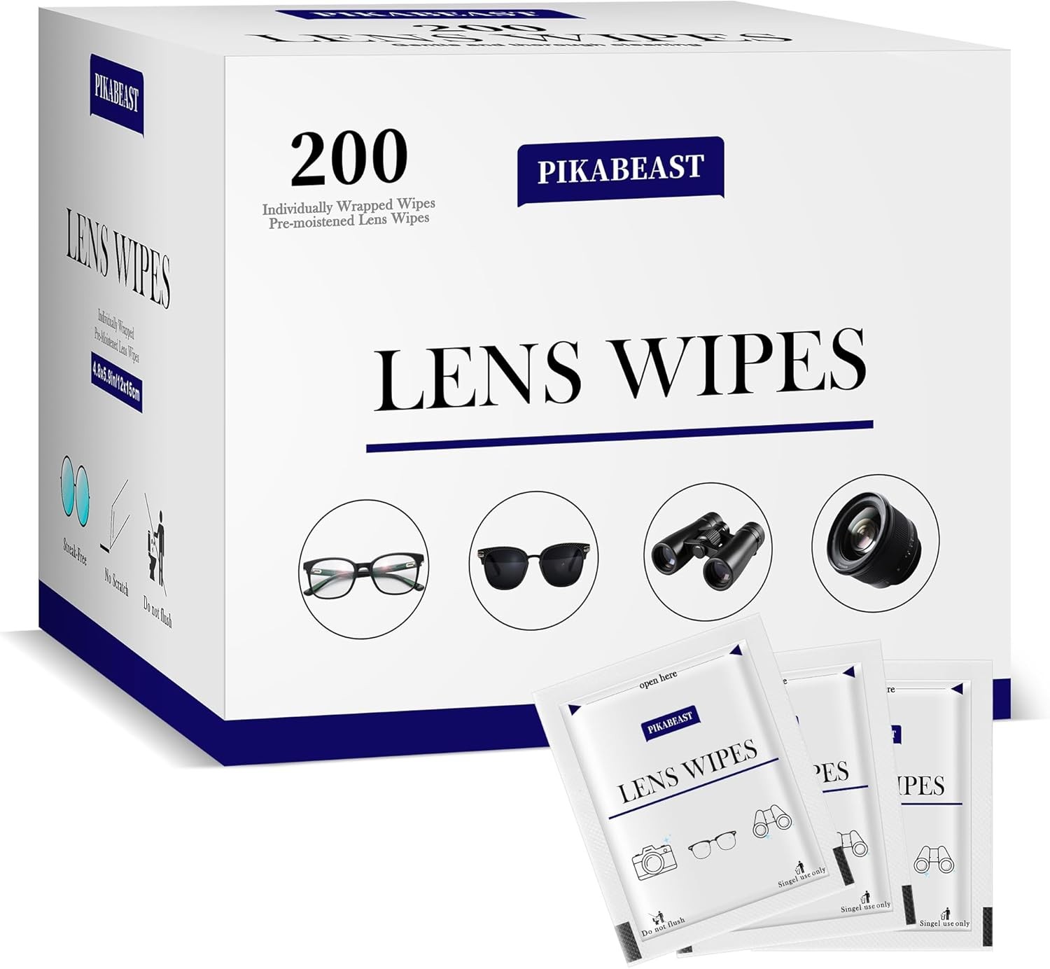 Lens Wipes for Eyeglasses, Eyeglass Cleaner Wipes for Ceras, Sunglasses,