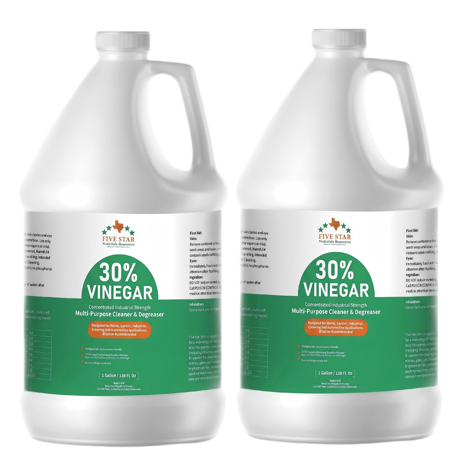 30% Concentrated Vinegar 2 Gallon 7X Max Power Pure White Cleaning Vinegar