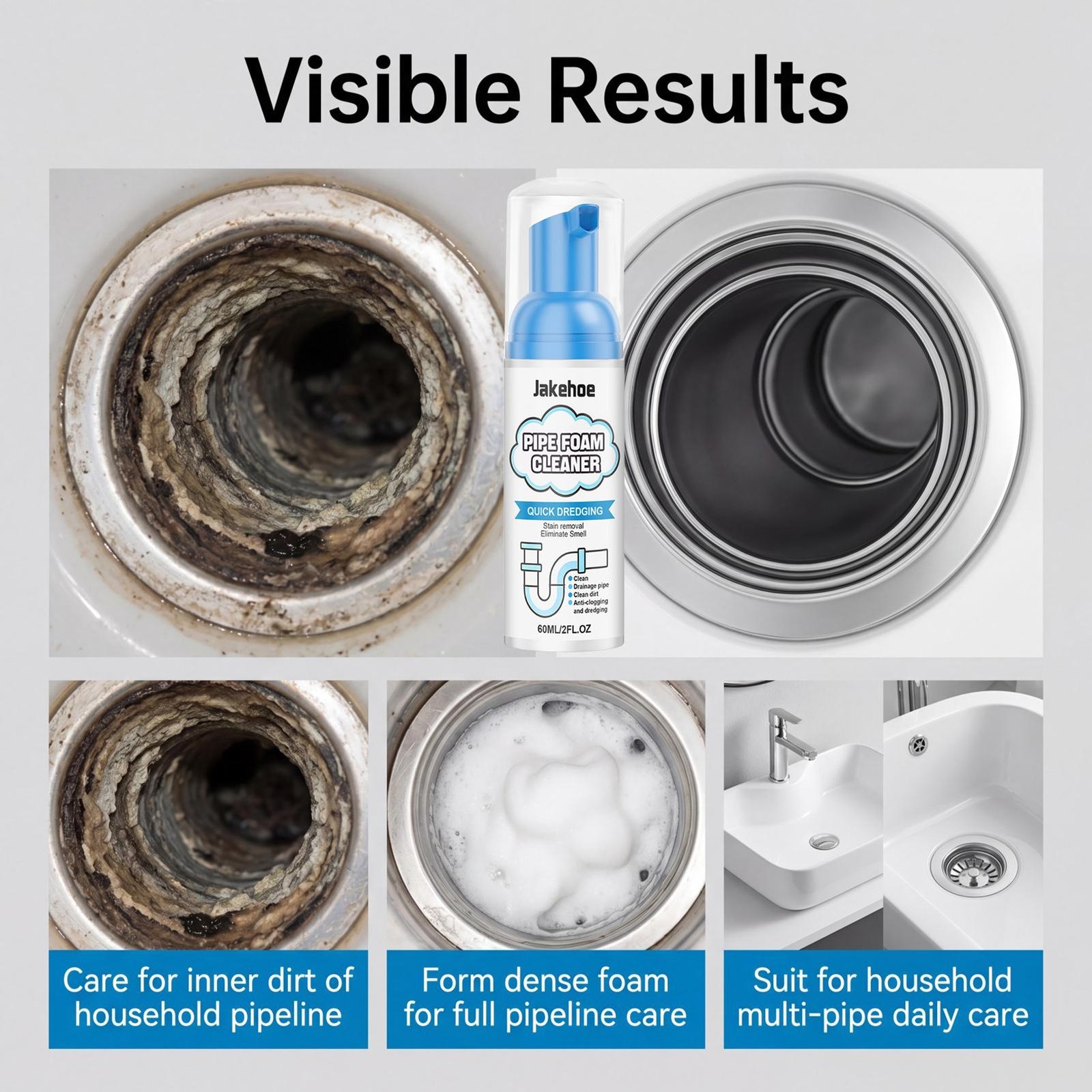 60ml Bubble Foaming Cleaner For Drain Pipe Sink Cleaning Toilet Foam Cleaner