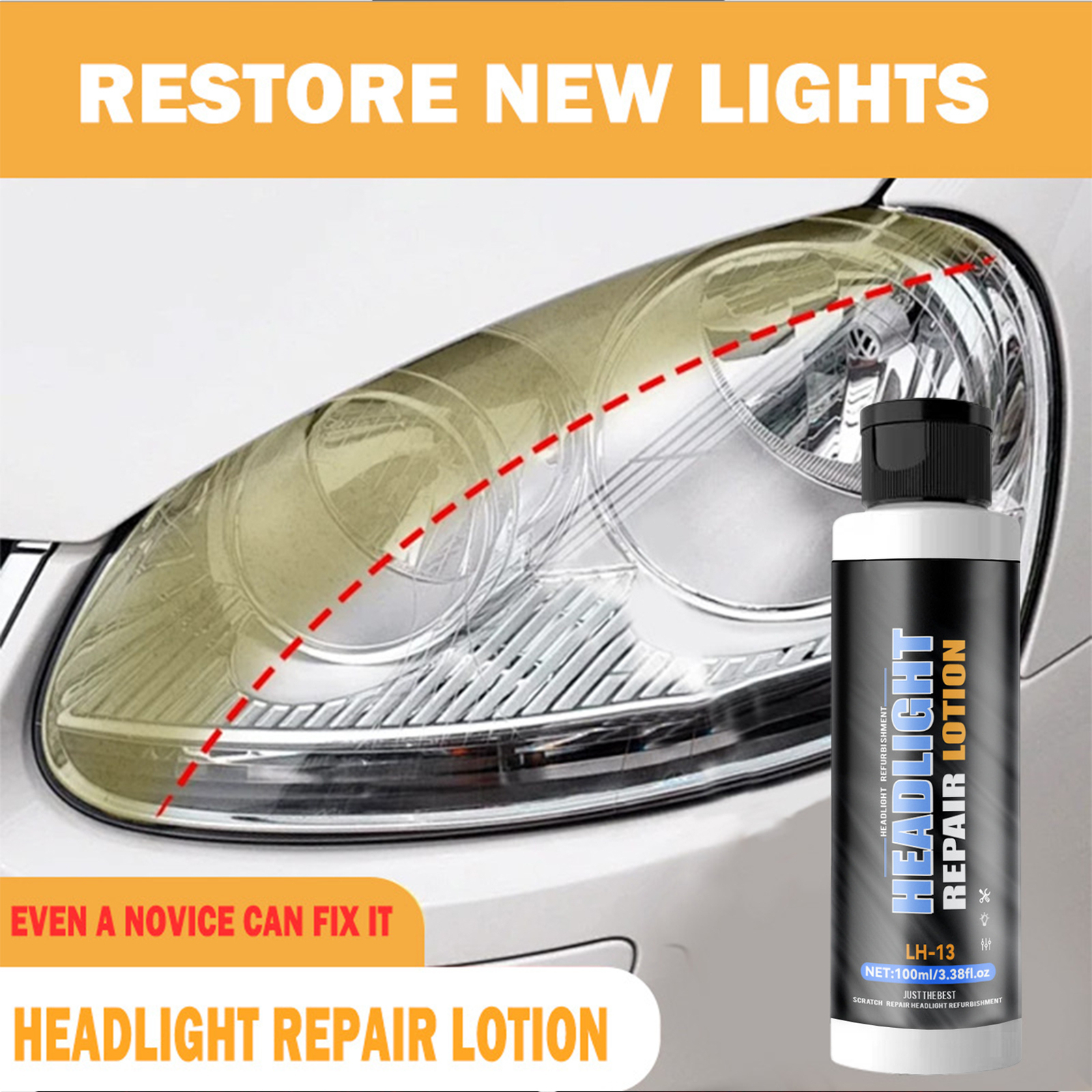 Pro Car Headlight Lens Restoration Repair Kit Polish Cleaner Cleaning Tool 100ml