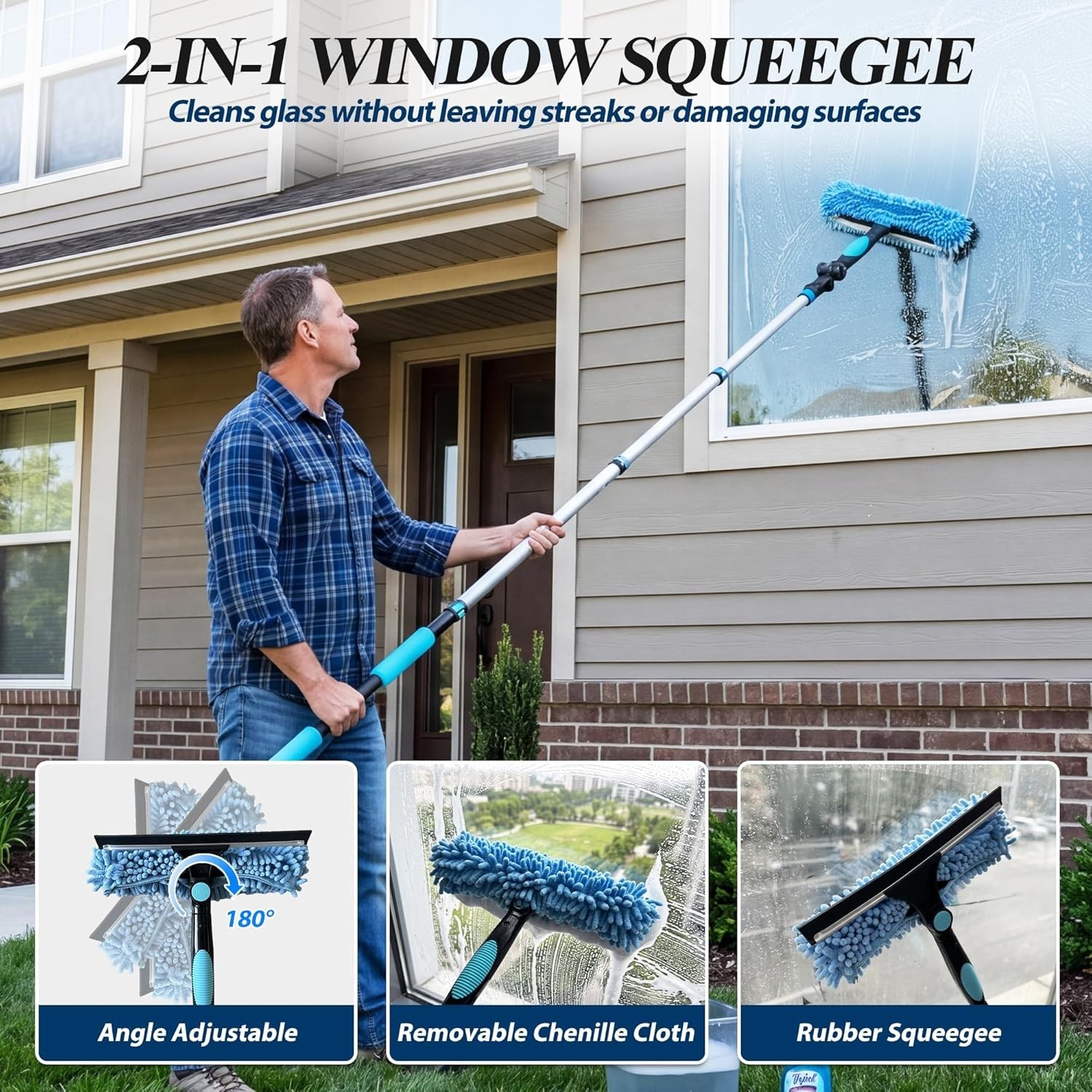 20FT High Duster Cleaning Kit – 3-12FT Extension Poles, Microfiber & Cobweb Tool