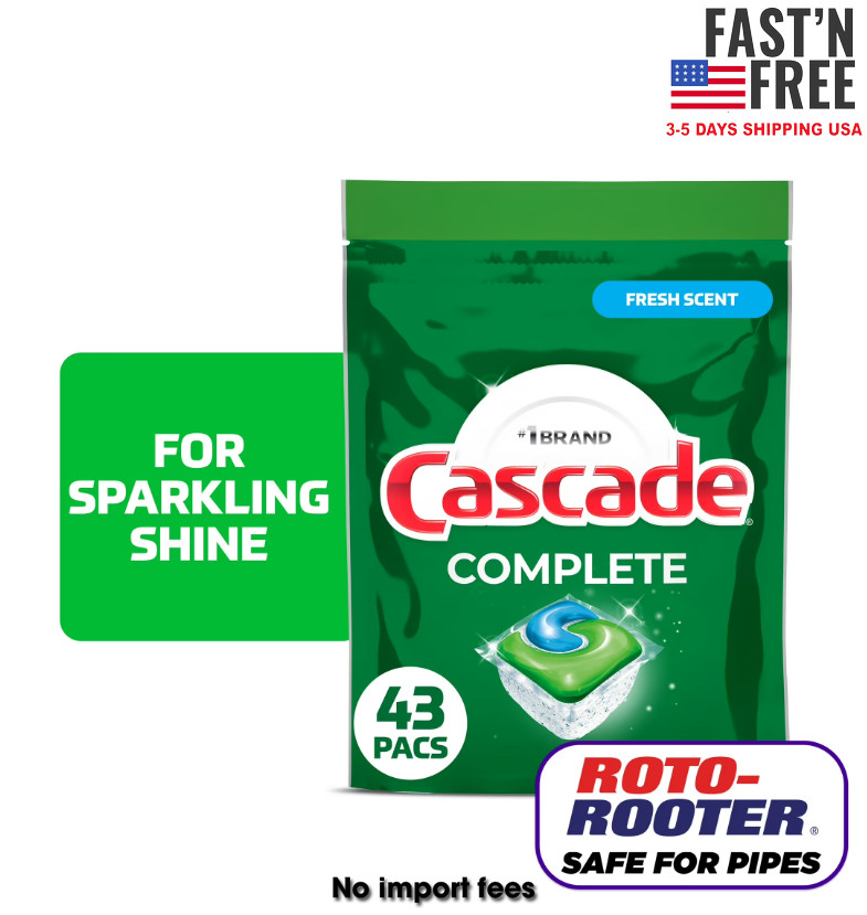 Cascade Complete Action Pacs, Dishwasher Detergent, Fresh, 43 Count