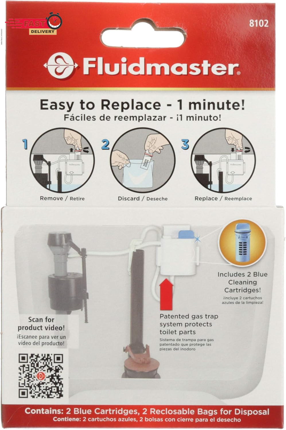 Fluidmaster 8102P8 Flush ‘N Sparkle Automatic Toilet Bowl Cleaning System Refill