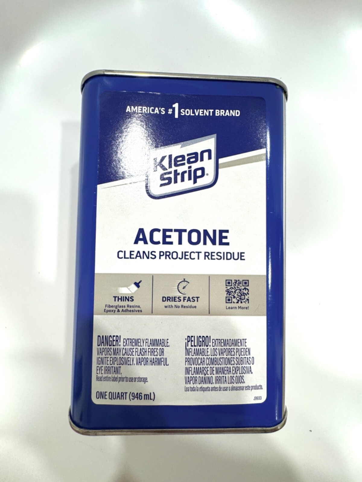 Klean Strip Acetone Cleans Project Residue, 1-Quart, Thin Fiberglass Resins