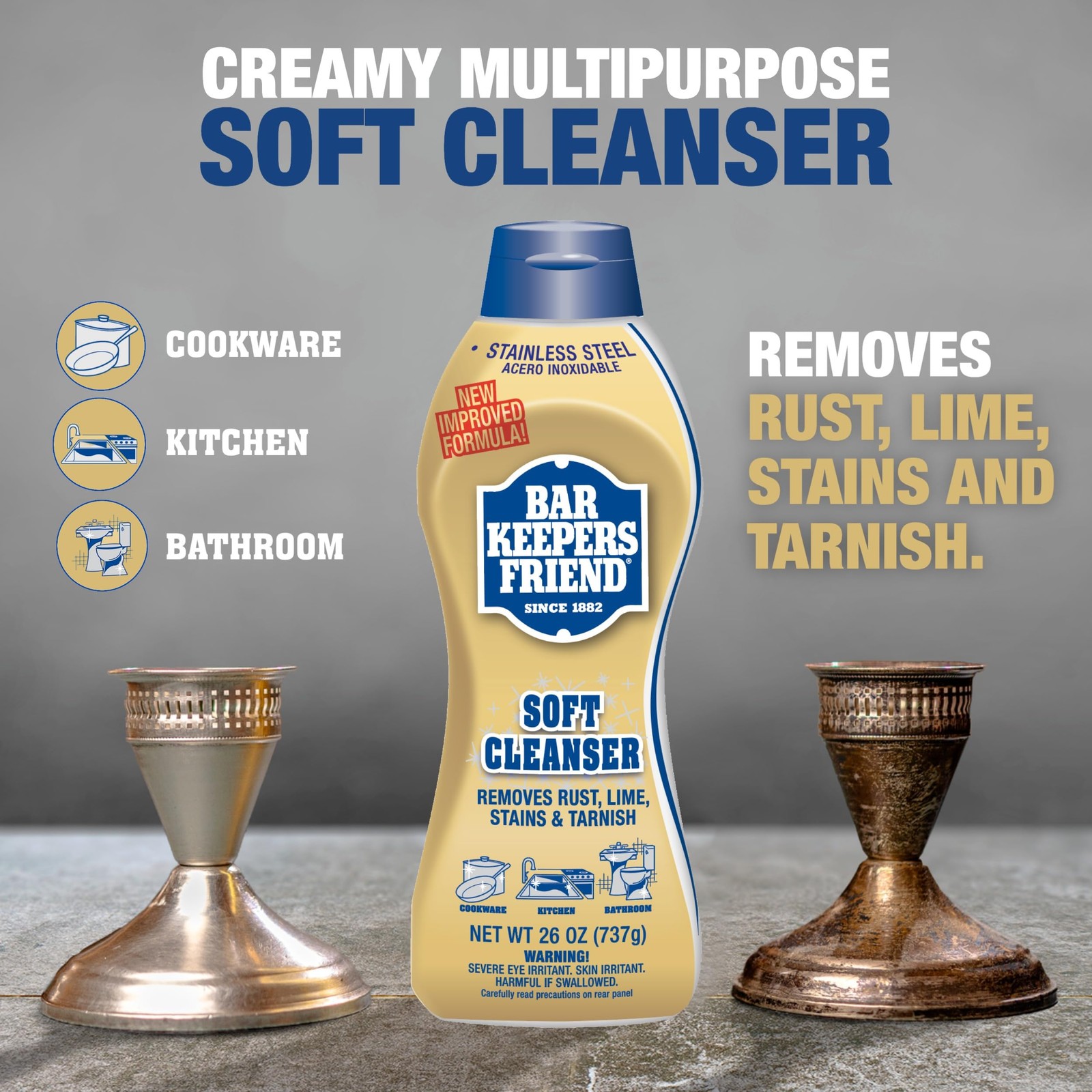 Soft Cleanser Liquid 2 x 26 oz with Dish Fish Sponge Multipurpose Cleaner Rust