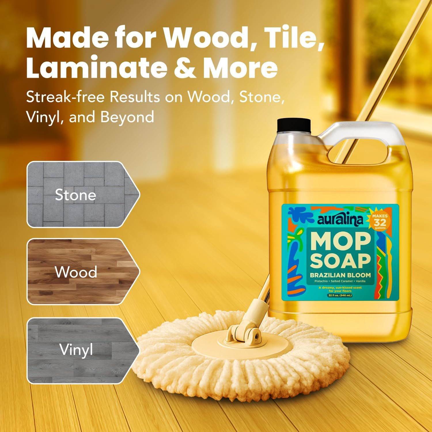 Luxury Mop Soap for Floor Cleaning – Highly Scented Brazilian Waves Concentrated