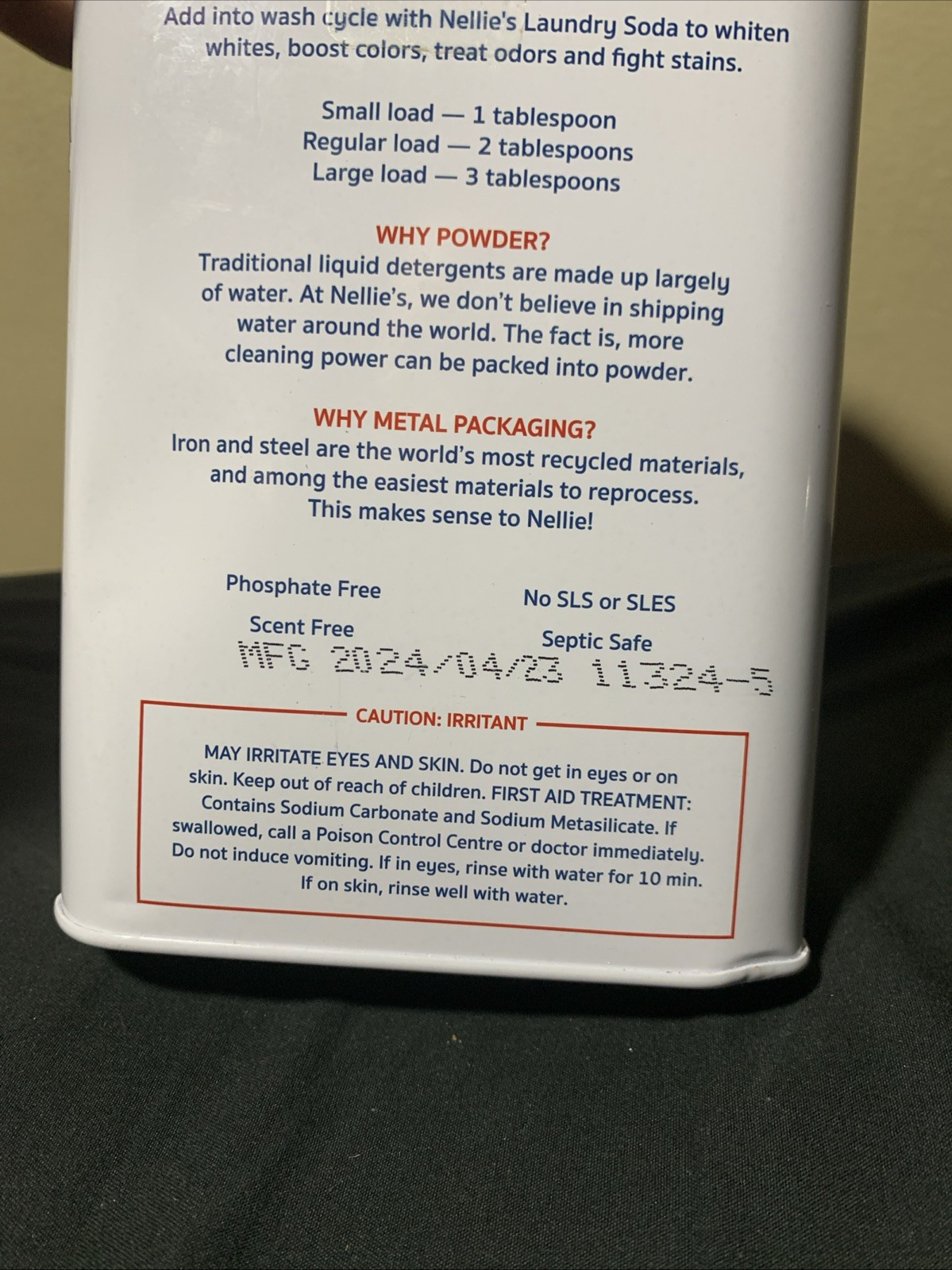 Nellie’s All-Natural Oxygen Brightener 100 Loads (Dented) Tin 3.75 lb