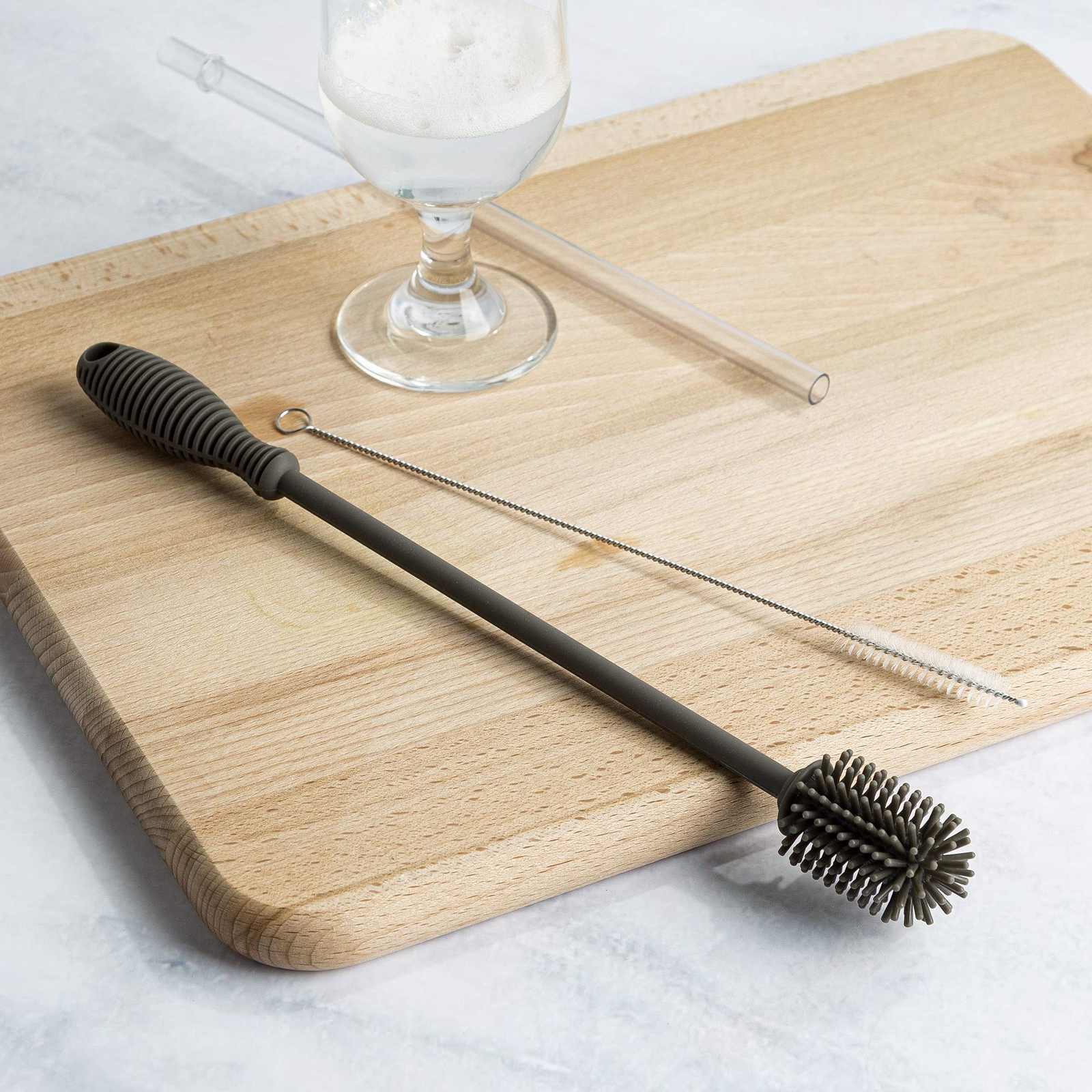 Reusable Bottle And Straw Cleaning 2piece Brush Set Scratch Free Silicone Bottle