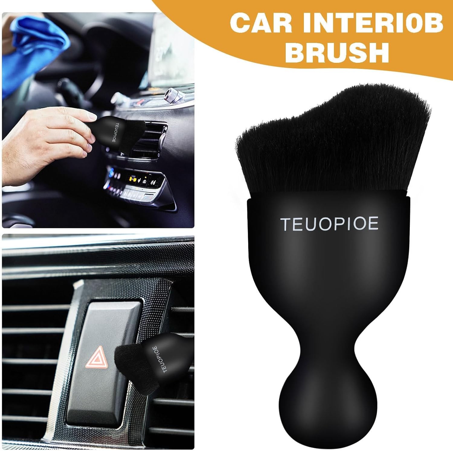 Car Interior Cleaning Brush, Interior Duster, Detailing Brush, Du Color: black