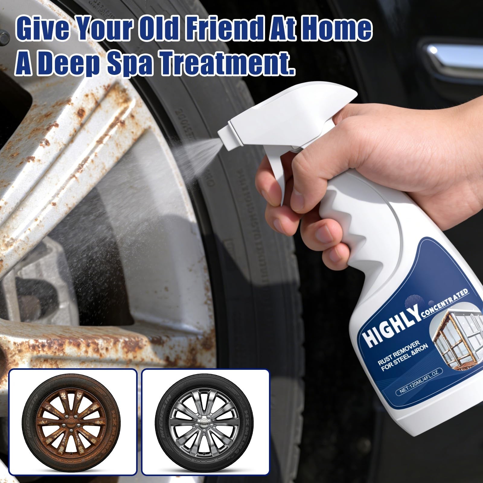 Powerful Rust Remover Spray for Metal & Stainless Steel Cleaner – 2PCS, Fast Act