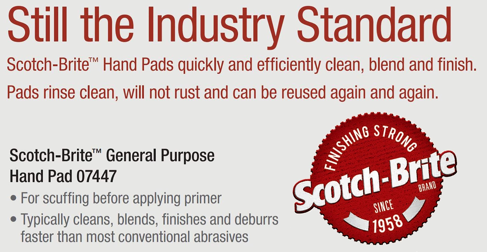 30 Count Scotch Brite Primer Prep Scuff Aluminum Oxide Non Woven Pads
