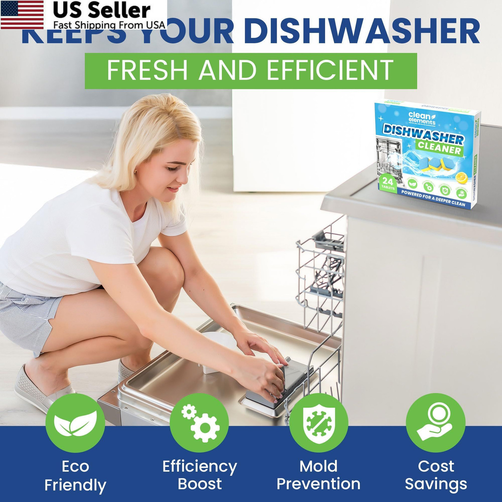Dishwasher Cleaner Tablets & Deodorizer – 24 Pack (12 1 Count (Pack of 24)