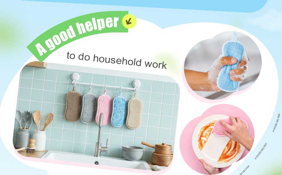 10 Pieces Multipose Kitchen Scrub Spons, Non-Scratch Microfiber