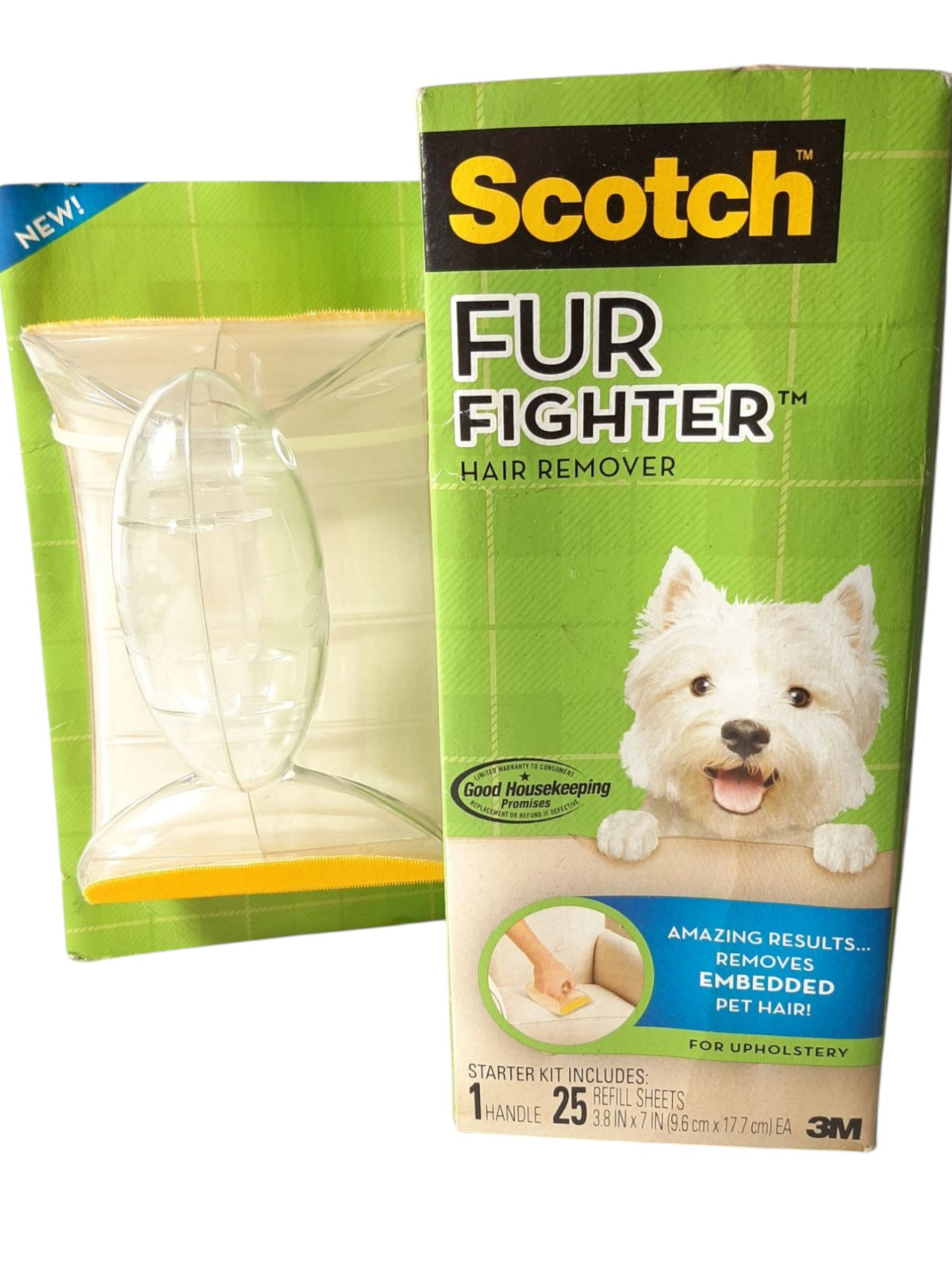 Scotch fur fighter Hair Remover 1 Handle 23 refill Sheets (2 Missing) Not Used