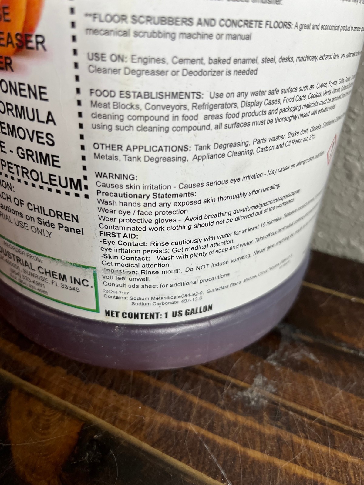 All Industrial Chem Power Orange All Purpose Cleaner Degreaser Deodorizer 1 Gall