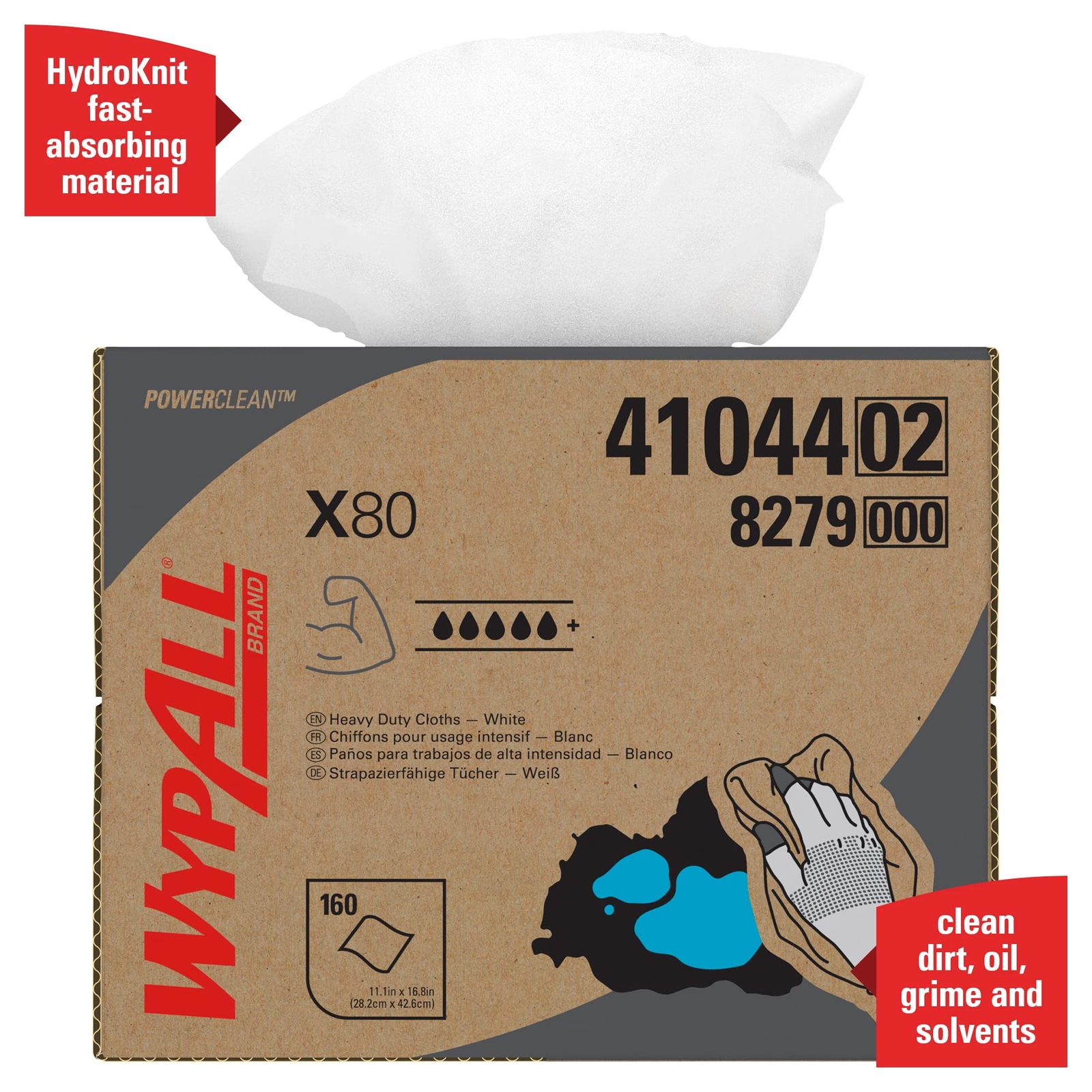 WypAll Power Clean X80 Heavy Duty Disposable Cleaning Cloths 160 Count Box