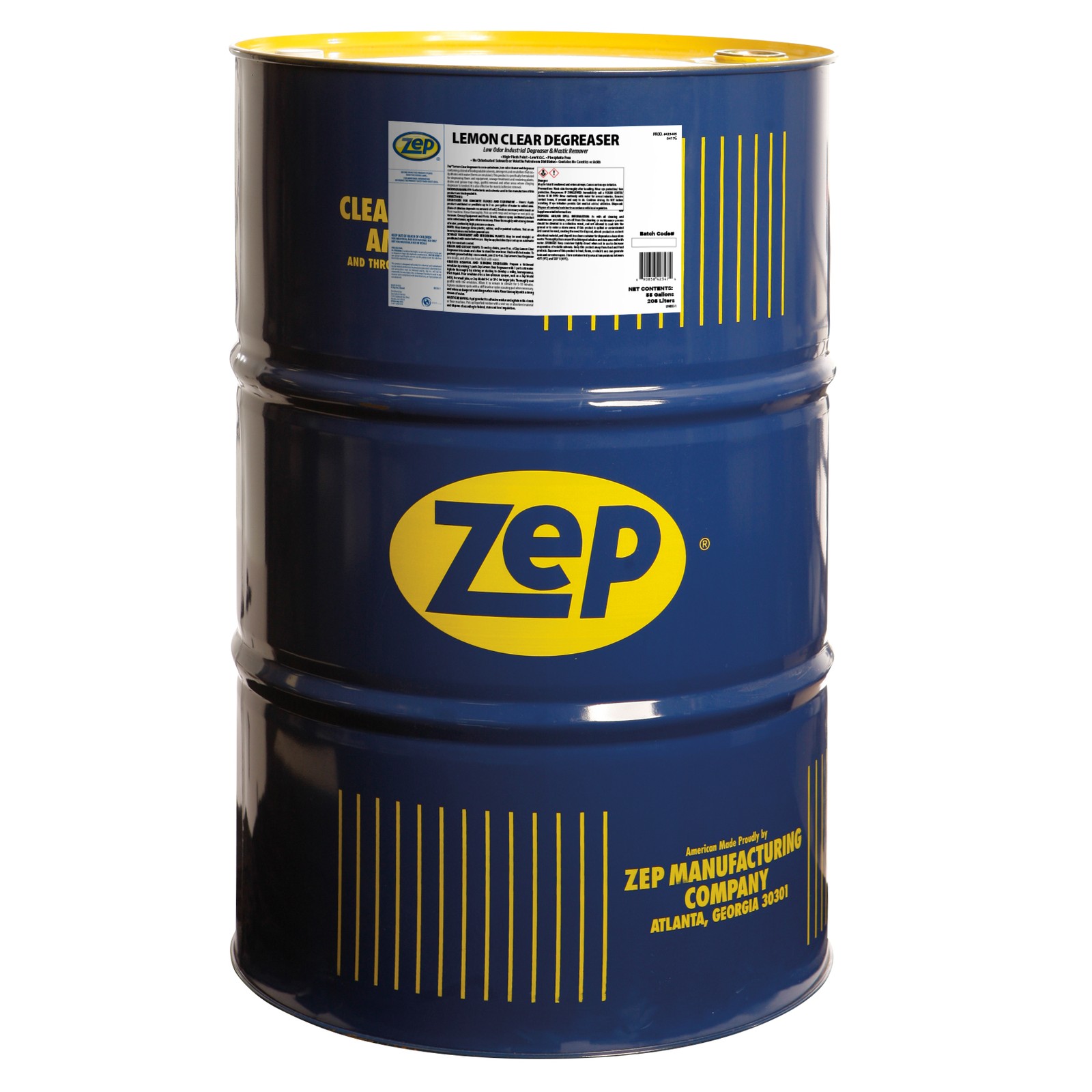 Zep Lemon Clear Degreaser – 55 Gallon (1 Unit) 423485 – Low Odor, Industrial
