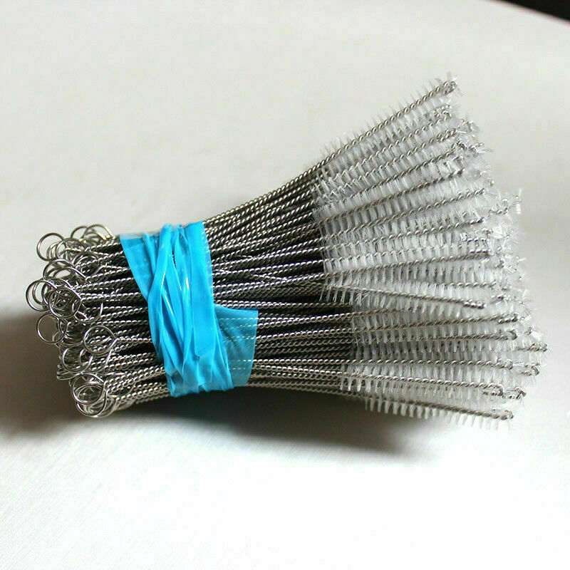 100Pcs/Set Cleaning Brush for Bottle Pipe Stainless Steel Nylon Straw Cleaners