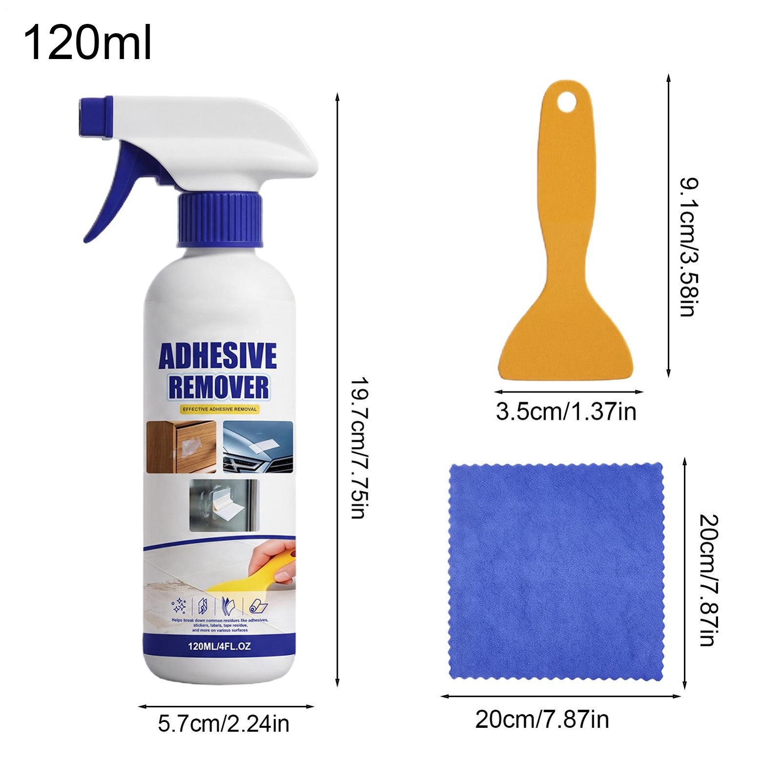 Adhesive Remover 120ml with Scraper Towel Fast-Acting Portable Car Sticker