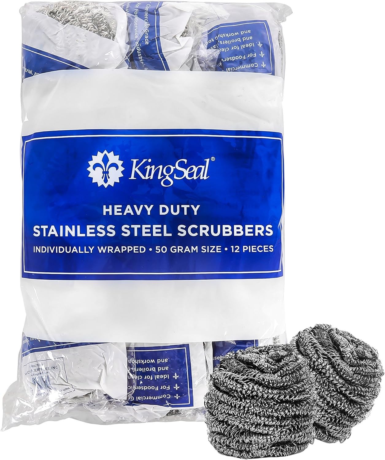 24 Count Stainless Steel Scrubbers Scrub Pads Heavy Duty 50 gram Weight