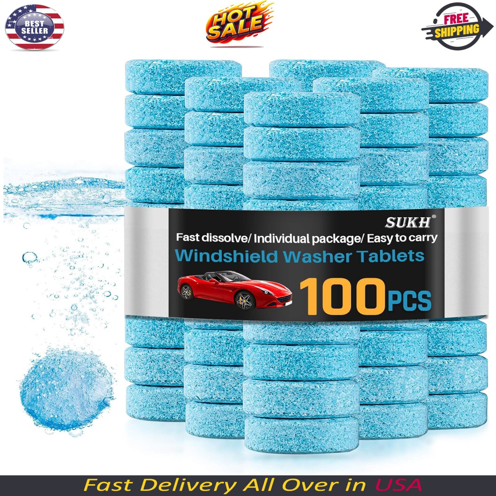 Sukh Car Windshield Washer Tablets – Washer Fluid Tablets Glass Cleaner Concentr