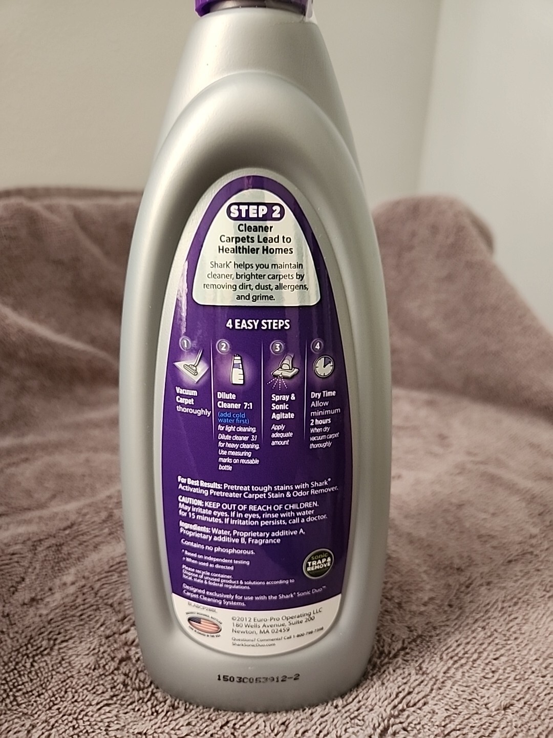 Shark Carpet Shampoo Low Moisture No Rinse English Lavender 28 oz New
