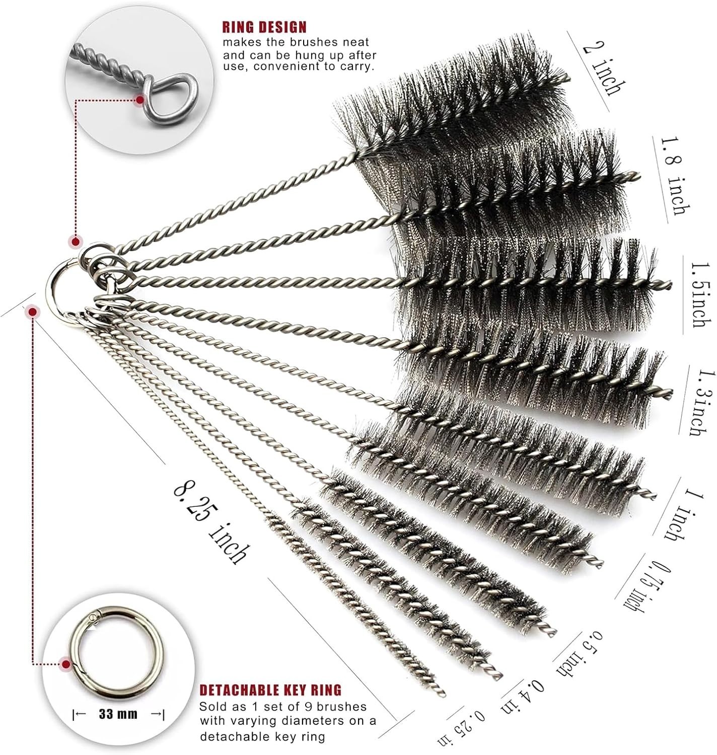 Flexible Stainless Steel Brush Kit for Auto Parts & Tubes