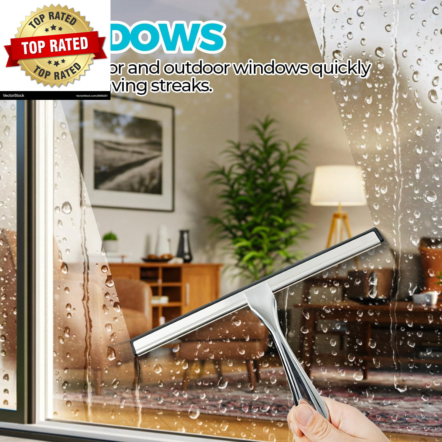 12-Inch All-Purpose Shower Squeegee for Shower Doors, Tile Shower Walls