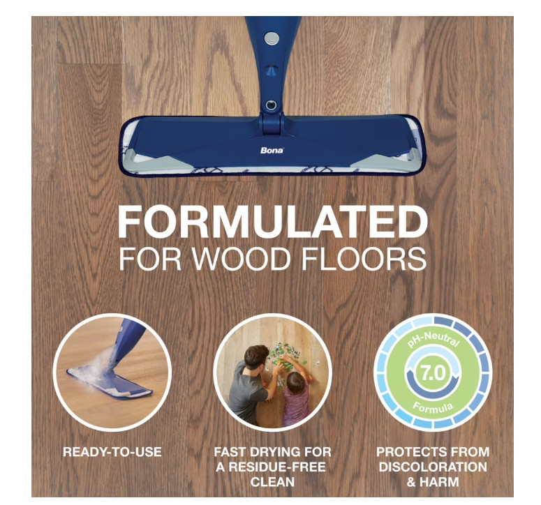 Bona Hardwood Floor Cleaning Solution Refill, Unscented, 128 fl oz… NEW