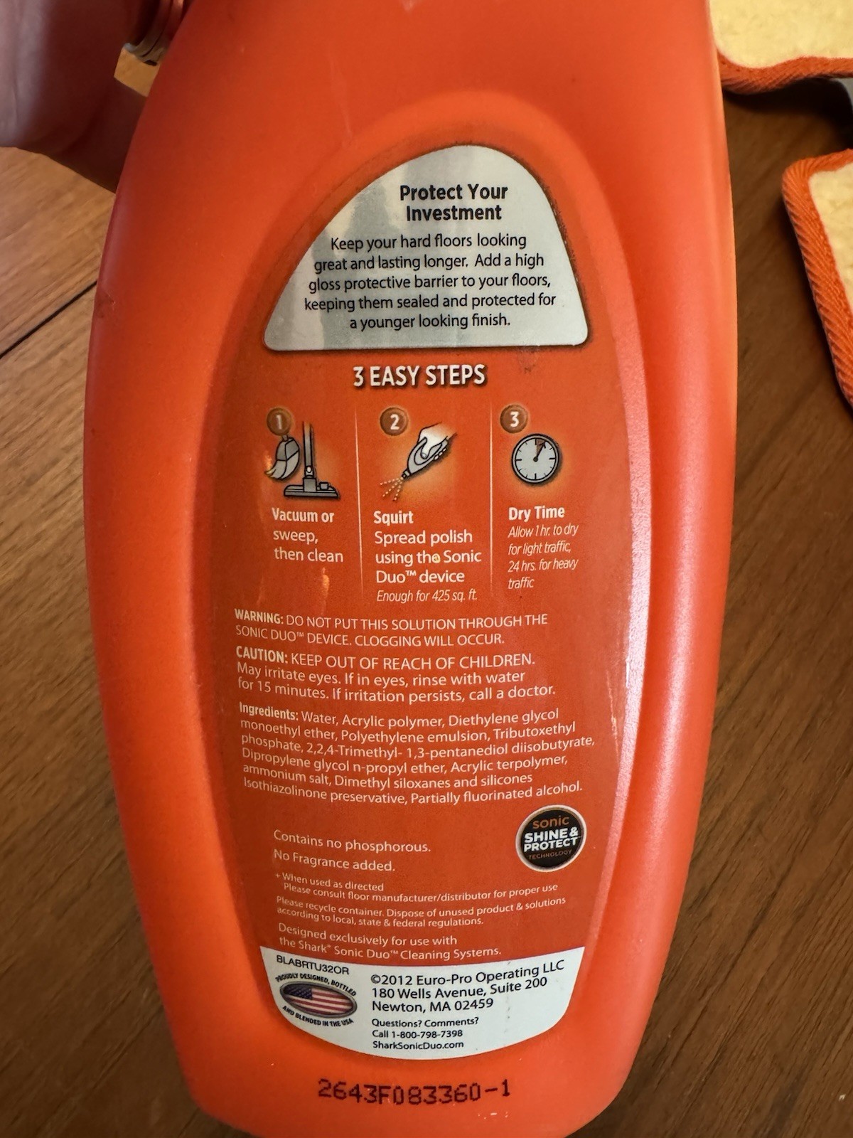 SHARK Wood & Hard Floor Polish 28 oz High Gloss + 2 Washable Pads NEW! Sonic Duo