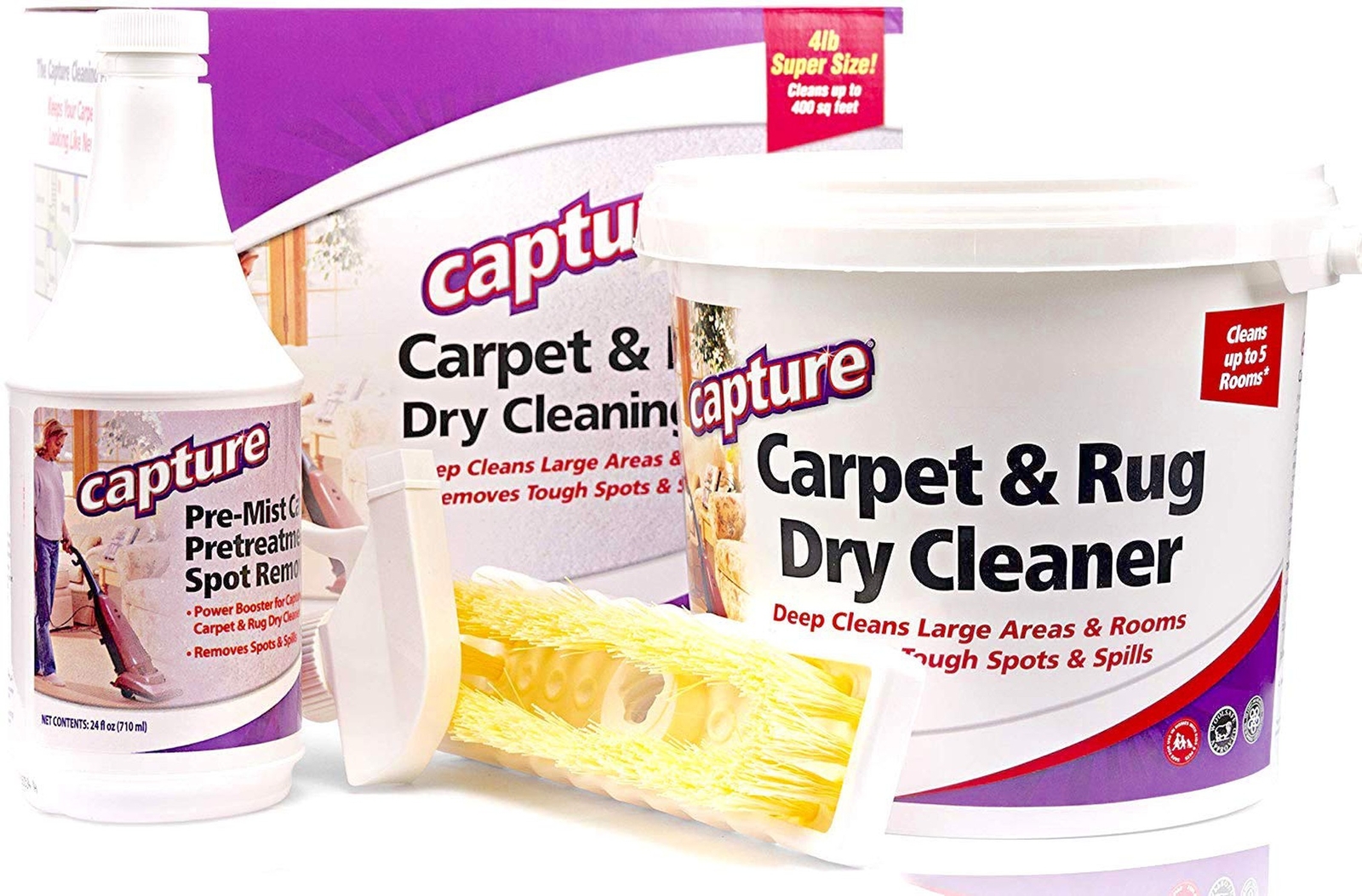 Capture Carpet Dry Cleaning Kit 400 – Deodorize Clean Stains Smell Moisture f…