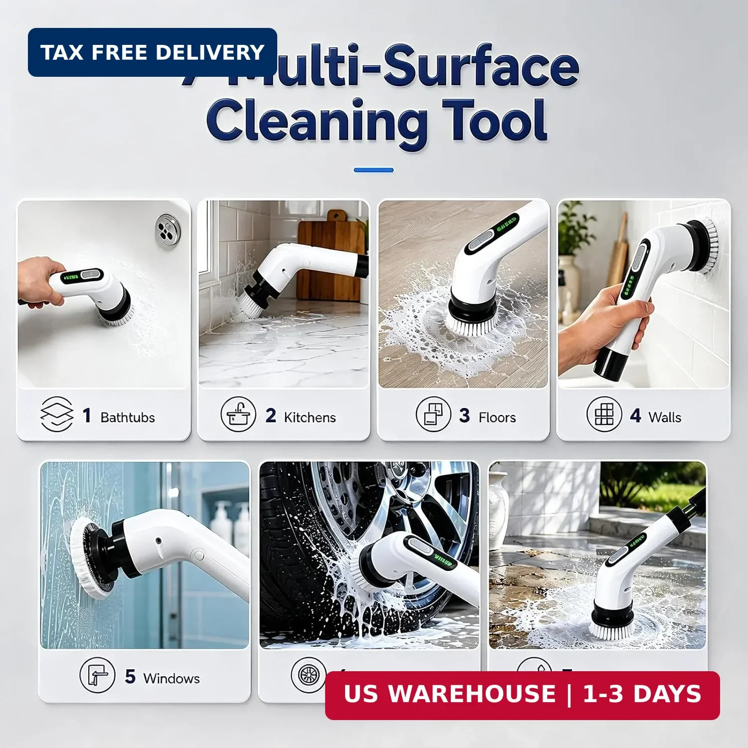 Highyes Electric Spin Scrubber for Bathroom, IPX7 Waterproof Shower Scrubber wit