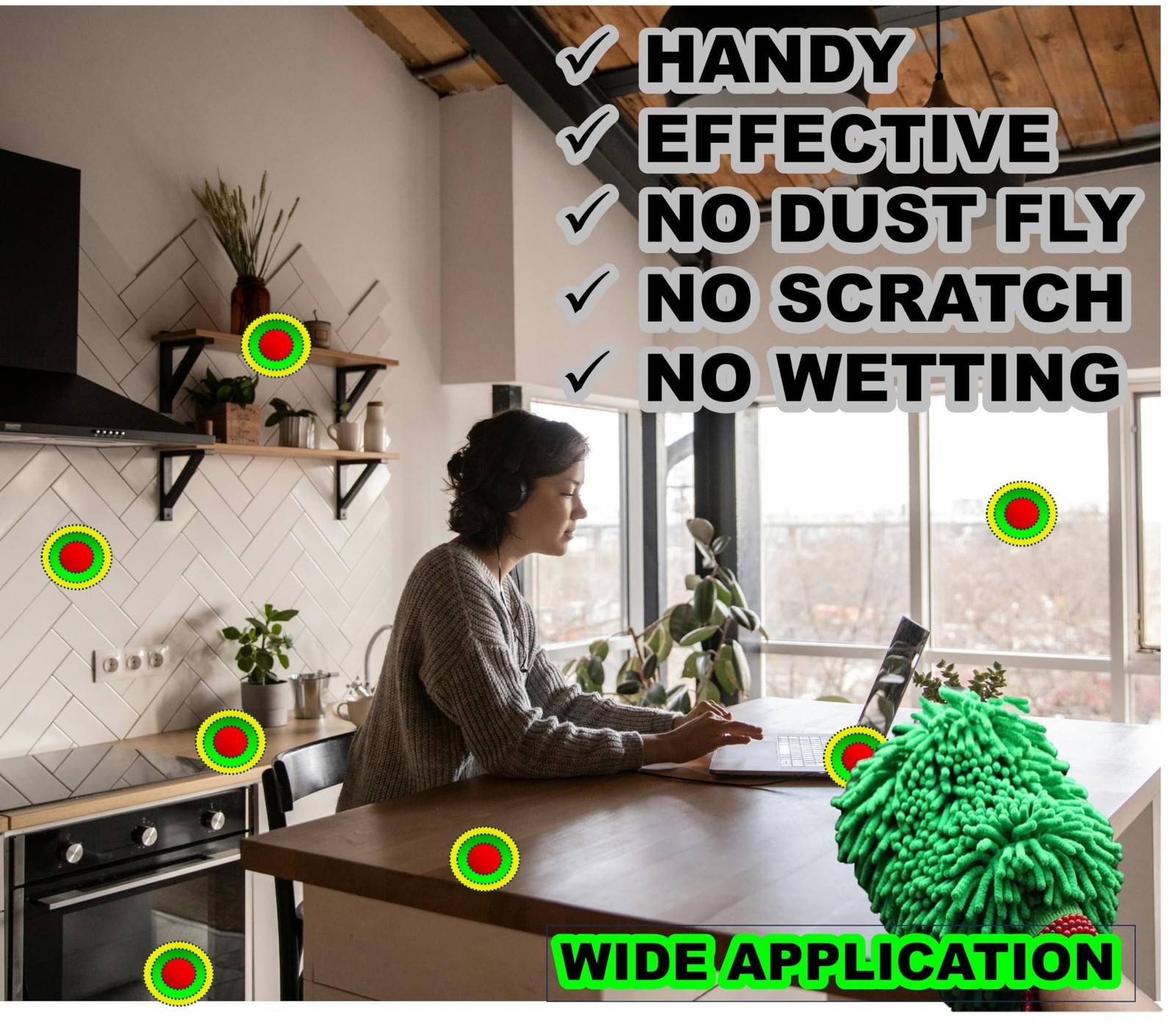 Dusting Cloths Mitt Modified Chenille Dust Wipes A Nodust Fly Duster For Sensiti