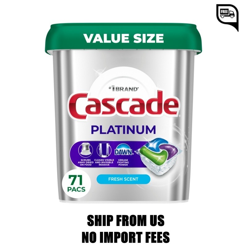 Cascade Platinum Dishwasher Pods, Dishwasher Detergent Soap Tabs, Fresh, 71 Coun