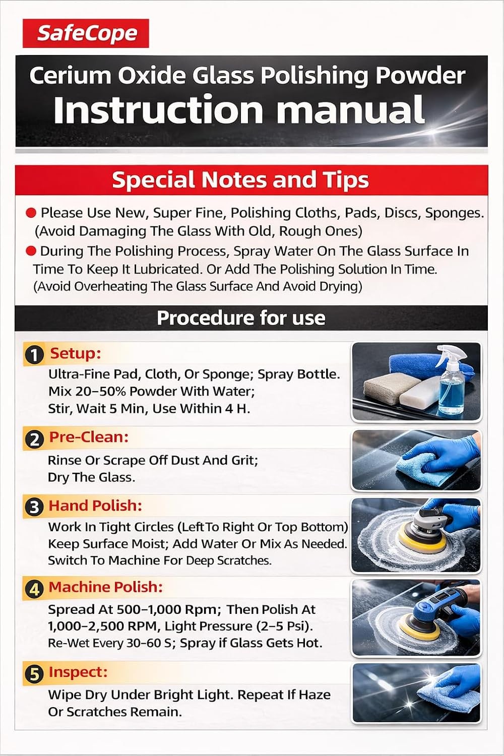 6.6 fl oz (200 ml) Cerium Oxide Glass Polishing Liquid – Deep Cleaning Glass