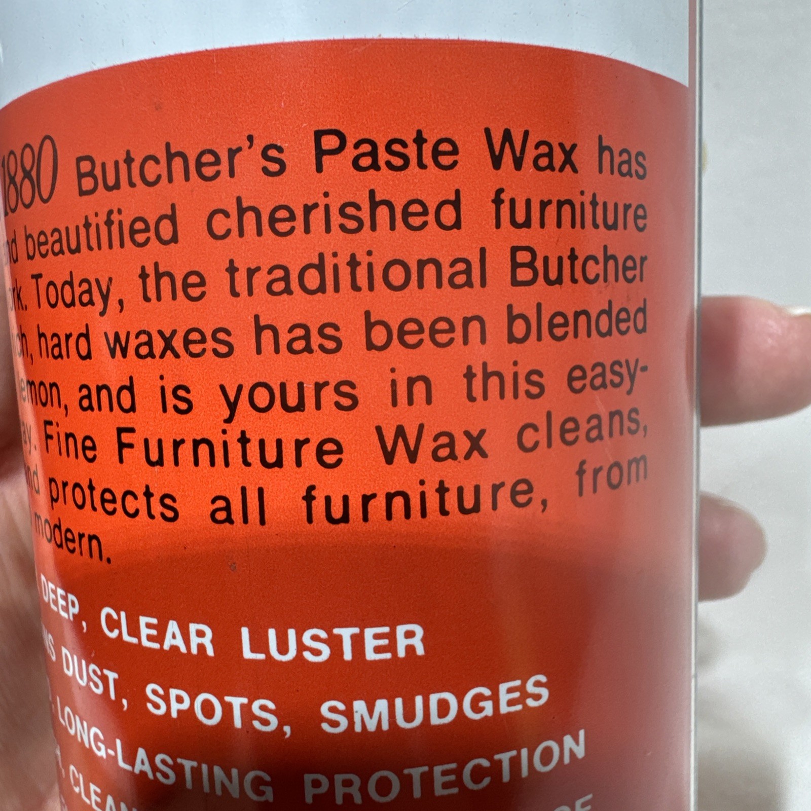 VTG DISCNTD WHITE DIAMOND BUTCHERS FINE FURNITURE WAX WITH OIL OF LEMON 18oz NOS